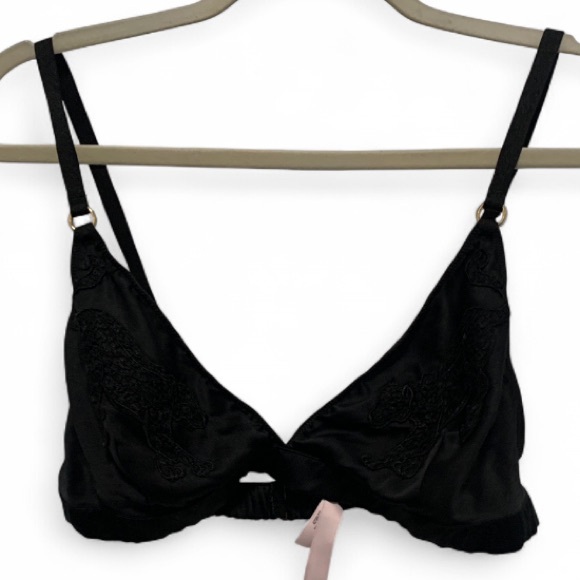 Victoria's Secret Other - Victoria’s Secret Tiger Embroidery Black Unlined Bralette